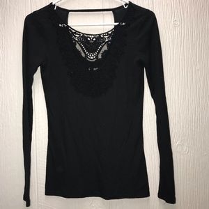 Hollister lacy front open back ribbed long sleeve